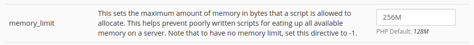 whm increase memory limit php