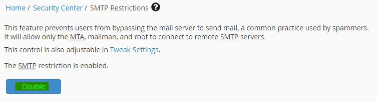 Disable SMTP Restrictions