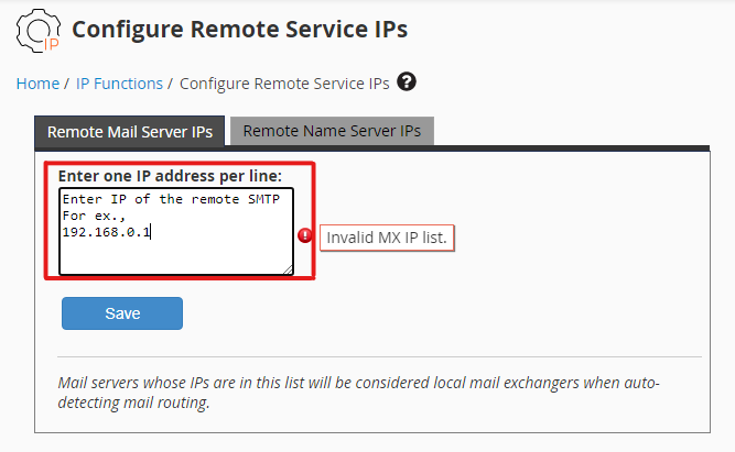 Configure remote SMTP IPs