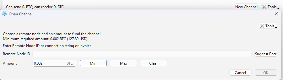 opening an electrum channel